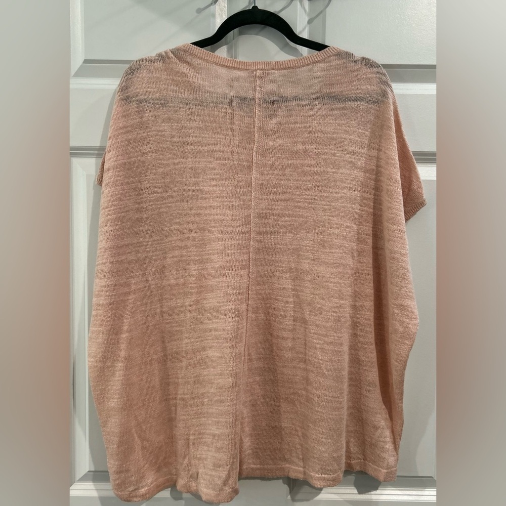 Pure Jill Linen Pink Cotton Blend Cap Sleeve Sweater Sz L Cottage Coastal Beachy - Picture 2 of 8